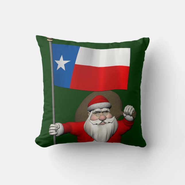 Santa Claus With Ensign Of Texas Throw Pillow (Front)