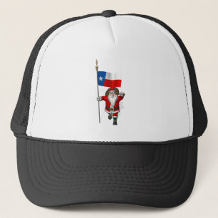 Santa Claus With Ensign Of Texas Trucker Hat