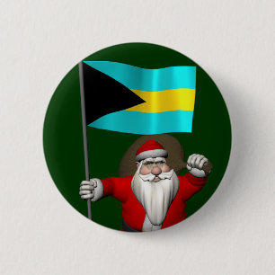 Santa Claus With Ensign Of The Bahamas 2 Inch Round Button