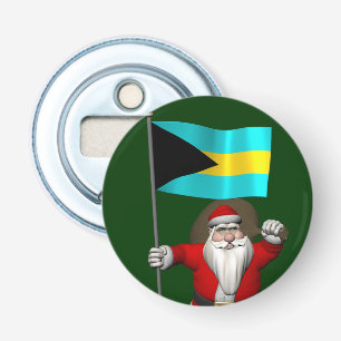Santa Claus With Ensign Of The Bahamas Bottle Opener
