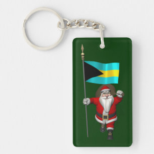 Santa Claus With Ensign Of The Bahamas Keychain