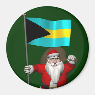 Santa Claus With Ensign Of The Bahamas Magnet