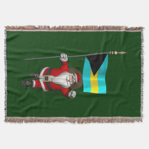 Santa Claus With Ensign Of The Bahamas Throw Blanket