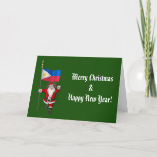 Santa Claus With Ensign Of The Philippines Holiday Card
