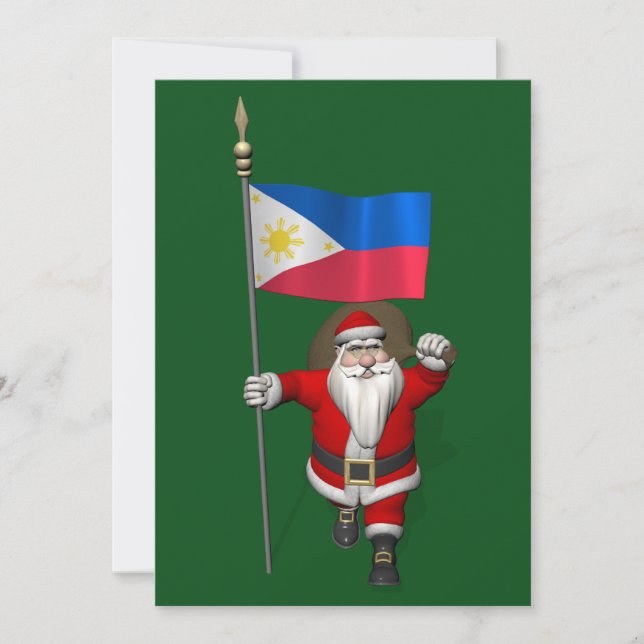 Santa Claus With Ensign Of The Philippines Holiday Card (Front)