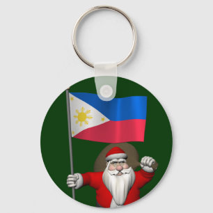 Santa Claus With Ensign Of The Philippines Keychain