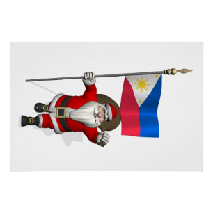 Santa Claus With Ensign Of The Philippines Poster