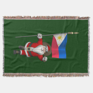 Santa Claus With Ensign Of The Philippines Throw Blanket