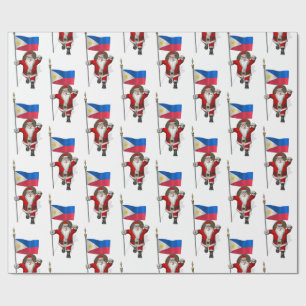 Santa Claus With Ensign Of The Philippines Wrapping Paper