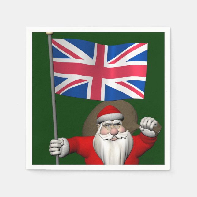 Santa Claus With Ensign Of The UK Napkin (Front)