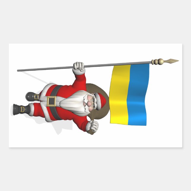 Santa Claus With Ensign Of The Ukraine Sticker (Front)