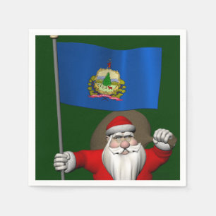 Santa Claus With Ensign Of Vermont Napkin