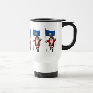 Santa Claus With Ensign Of Vermont Travel Mug
