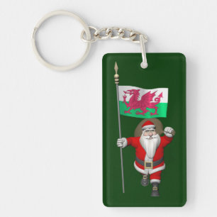 Santa Claus With Ensign Of Wales Keychain