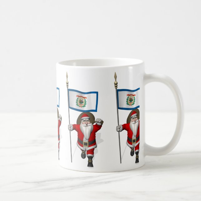 Santa Claus With Ensign Of West Virginia Coffee Mug (Right)
