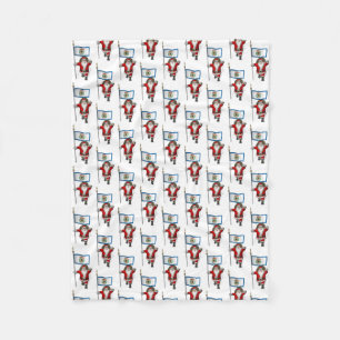 Santa Claus With Ensign Of West Virginia Fleece Blanket