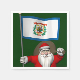 Santa Claus With Ensign Of West Virginia Napkin