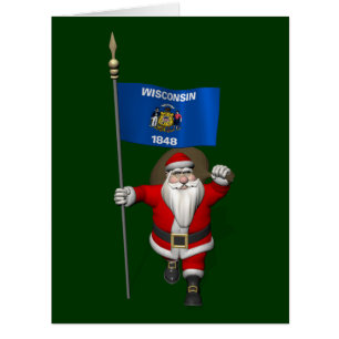 Santa Claus With Ensign Of Wisconsin