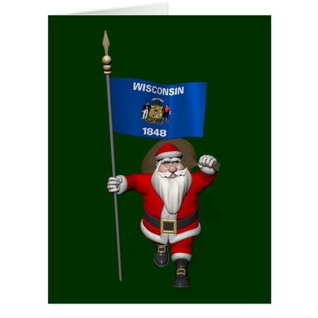 Santa Claus With Ensign Of Wisconsin (Front)