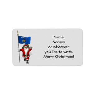 Santa Claus With Ensign Of Wisconsin Label