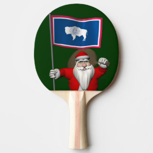 Santa Claus With Ensign Of Wyoming Ping Pong Paddle