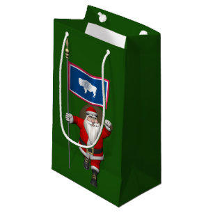 Santa Claus With Ensign Of Wyoming Small Gift Bag
