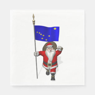 Santa Claus With Flag Of Alaska Napkin