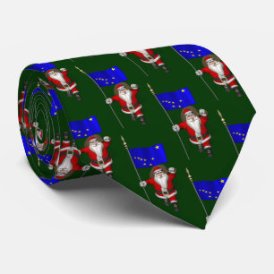 Santa Claus With Flag Of Alaska Tie