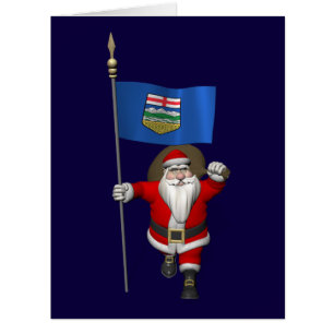 Santa Claus With Flag Of Alberta
