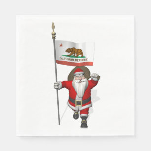 Santa Claus With Flag Of California Napkin