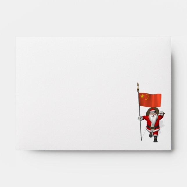 Santa Claus With Flag Of China Envelopes (Front)