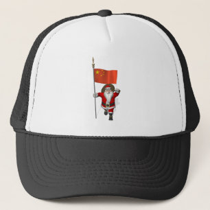 Santa Claus With Flag Of China Trucker Hat