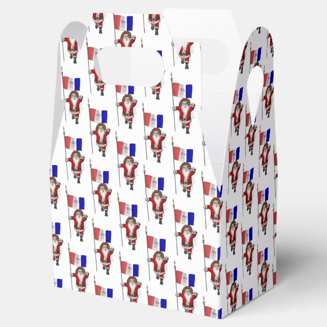 Santa Claus With Flag Of Cleveland Favor Box (Opened)