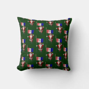 Santa Claus With Flag Of Cleveland Throw Pillow