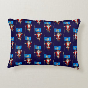 Santa Claus With Flag Of Connecticut Accent Pillow