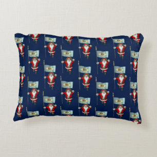 Santa Claus With Flag Of Delaware Accent Pillow