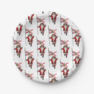 Santa Claus With Flag Of Florida Paper Plate