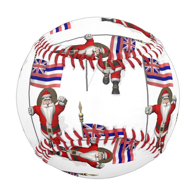 Santa Claus With Flag Of Hawaii Baseball (Back)