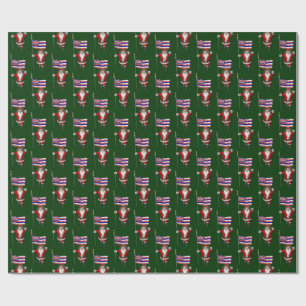 Santa Claus With Flag Of Hawaii Wrapping Paper