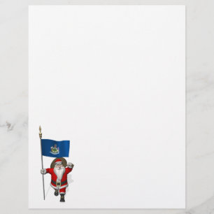 Santa Claus With Flag Of Maine