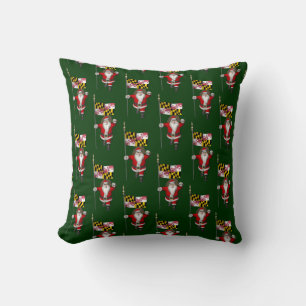 Santa Claus With Flag Of Maryland Throw Pillow