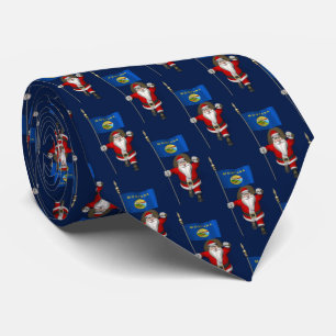 Santa Claus With Flag Of Montana Tie