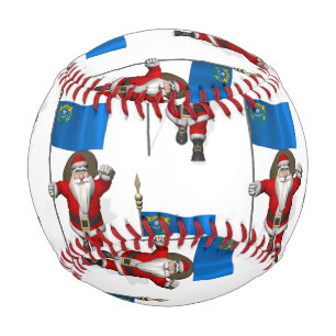 Santa Claus With Flag Of Nevada Baseball