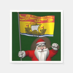 Santa Claus With Flag Of New Brunswick CDN Napkin