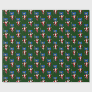 Santa Claus With Flag Of New Hampshire Wrapping Paper