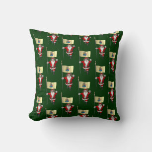 Santa Claus With Flag Of New Jersey Throw Pillow