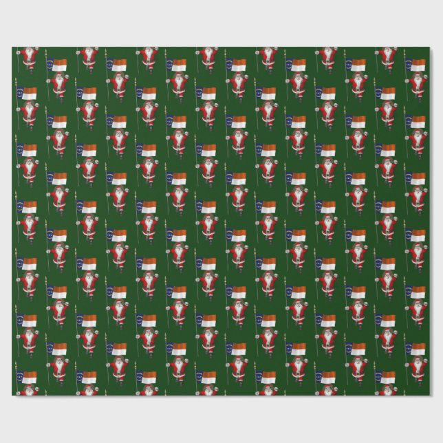 Santa Claus With Flag Of North Carolina Wrapping Paper (Flat)