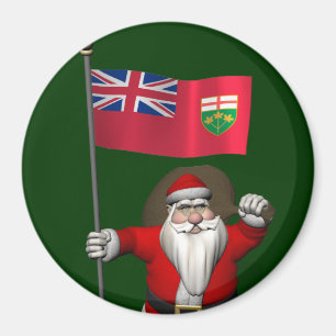 Santa Claus With Flag Of Ontario CDN Magnet