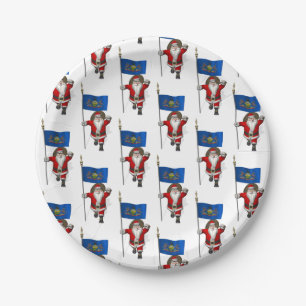 Santa Claus With Flag Of  Pennsylvania Paper Plate