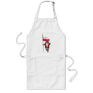 Santa Claus With Flag Of Poland Long Apron